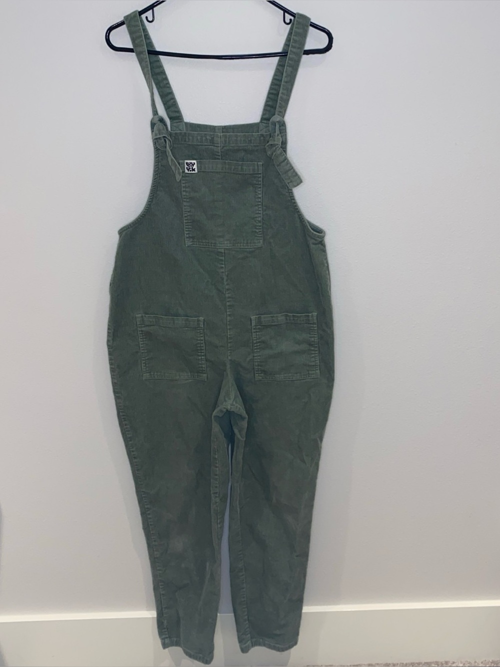 Lucy & Yak Green Corduroy Overalls Dungarees  Size 8R Tie Strap Organic Blend